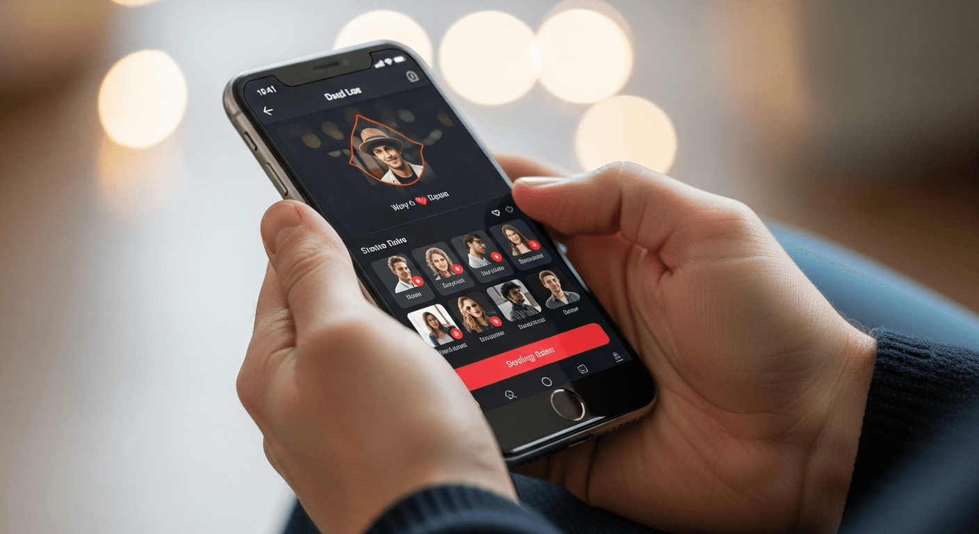 KNKI dating app interface - dark theme with red accents for kink chat