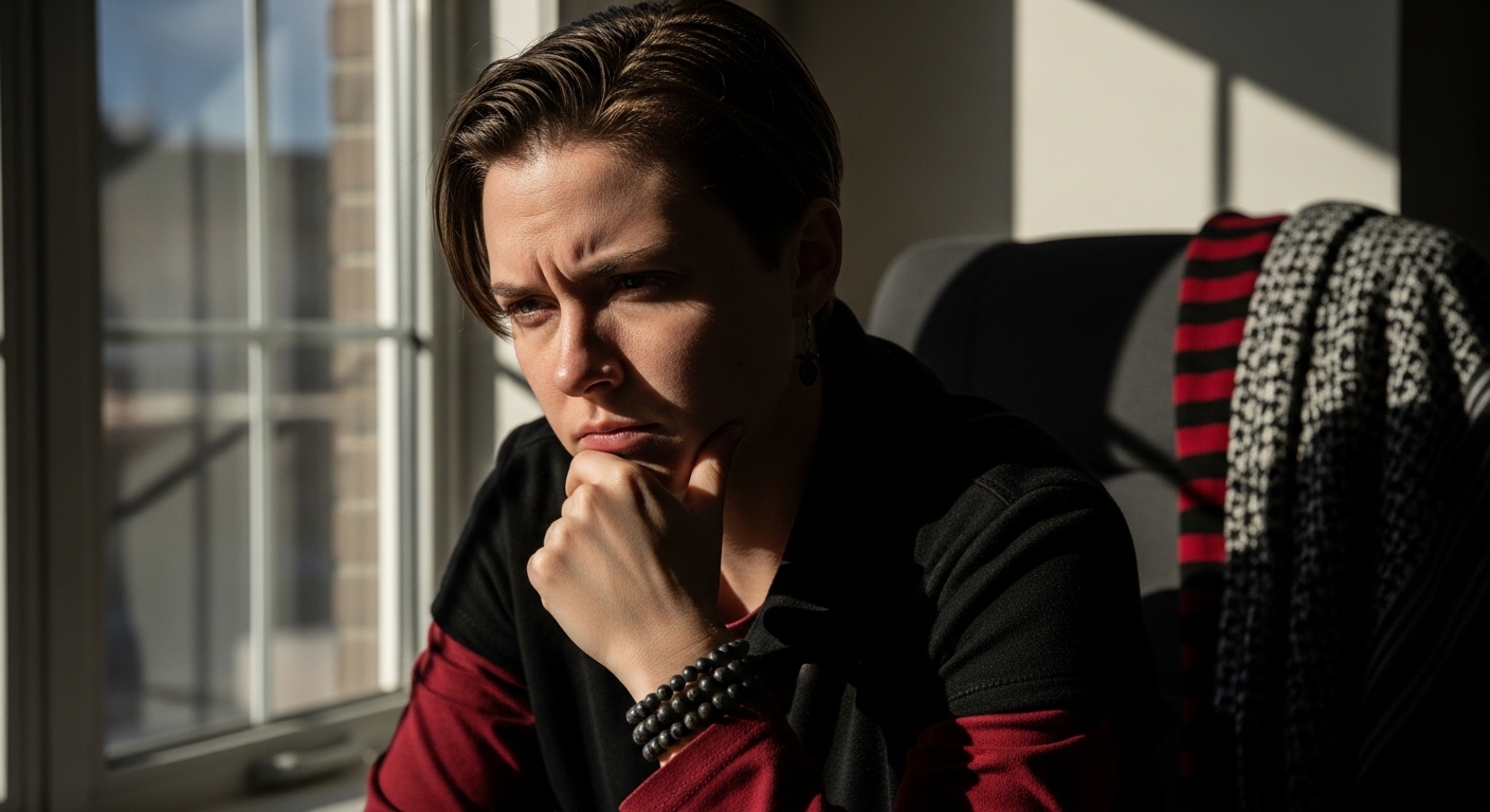 Effects of kink shame - person in contemplation, working through internal conflict